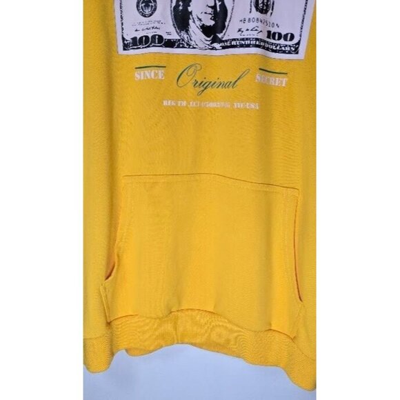 Mens Hoodie Time Is Money Graphic Shein Long Sleeve Pullover Style Yellow Large - Picture 4 of 11